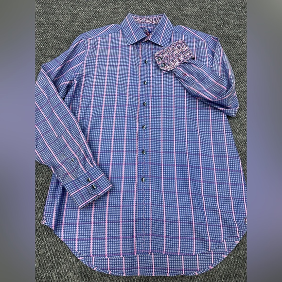 Robert Graham Purple Pink Long Sleeve Button Shirt Flip Cuff • Men’s Medium - Picture 2 of 8